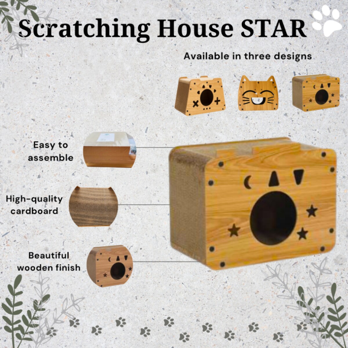 Drapak Dla Kota Z Budką Domek Do Drapania I Odpoczynku Tekturowy Gwiazdki