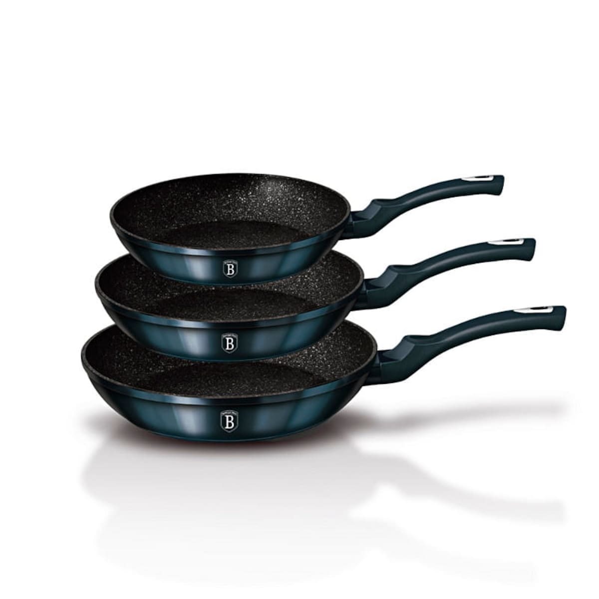 Zestaw 3 patelni marmurowych Berlinger Haus niebieskie BH-6177