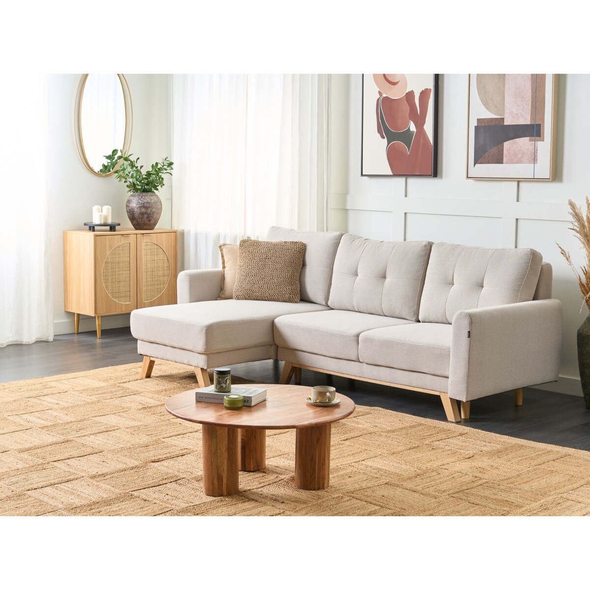 Sofa narożna prawostronna beżowa SIRO