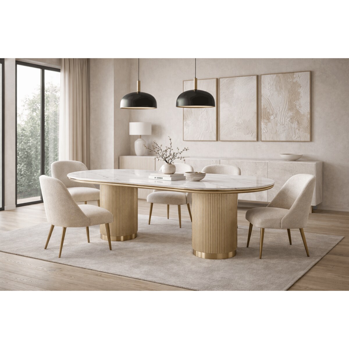 Stół glamour złoty owalny Luna Gold 180×90x75