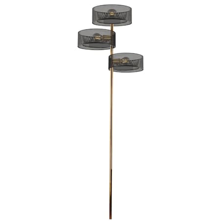 Ażurowa LAMPA podłogowa DRS8006/3F TR NET MDECO ażurowa stojąca do salonu złota czarna