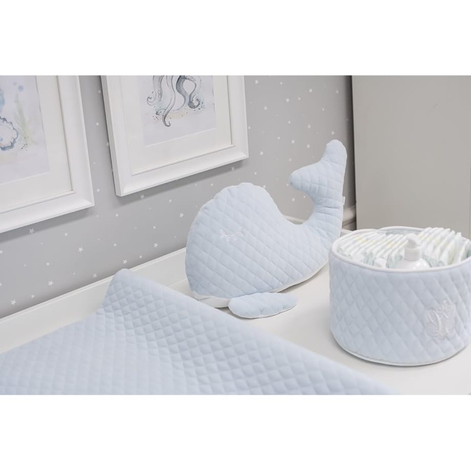 Pojemnik okrągły pikowany błękitny