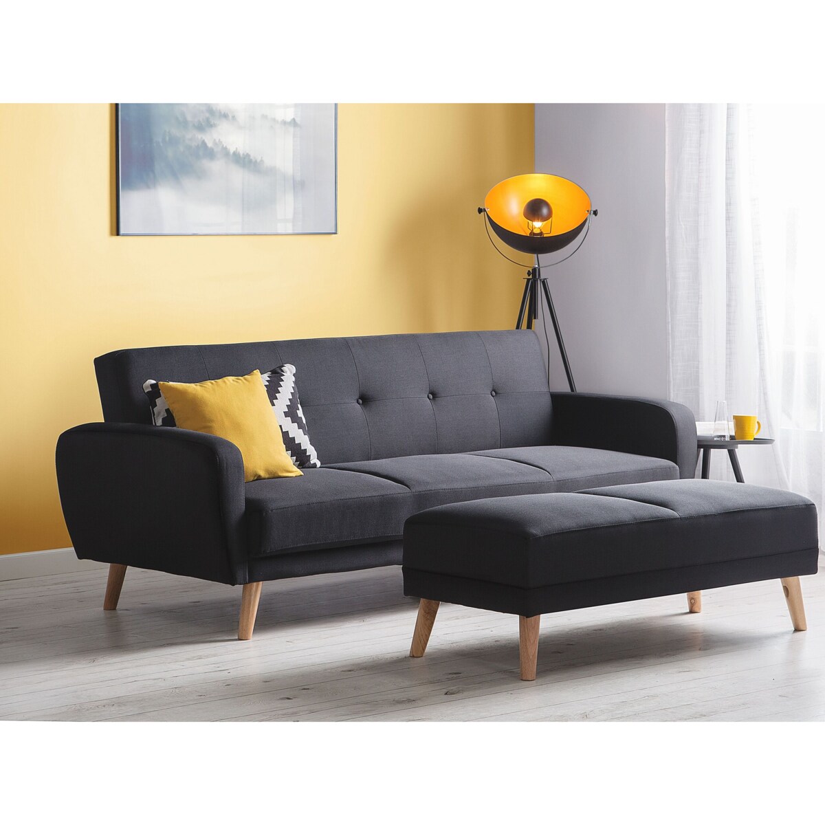 Sofa rozkładana 3-osobowa czarna FLORLI