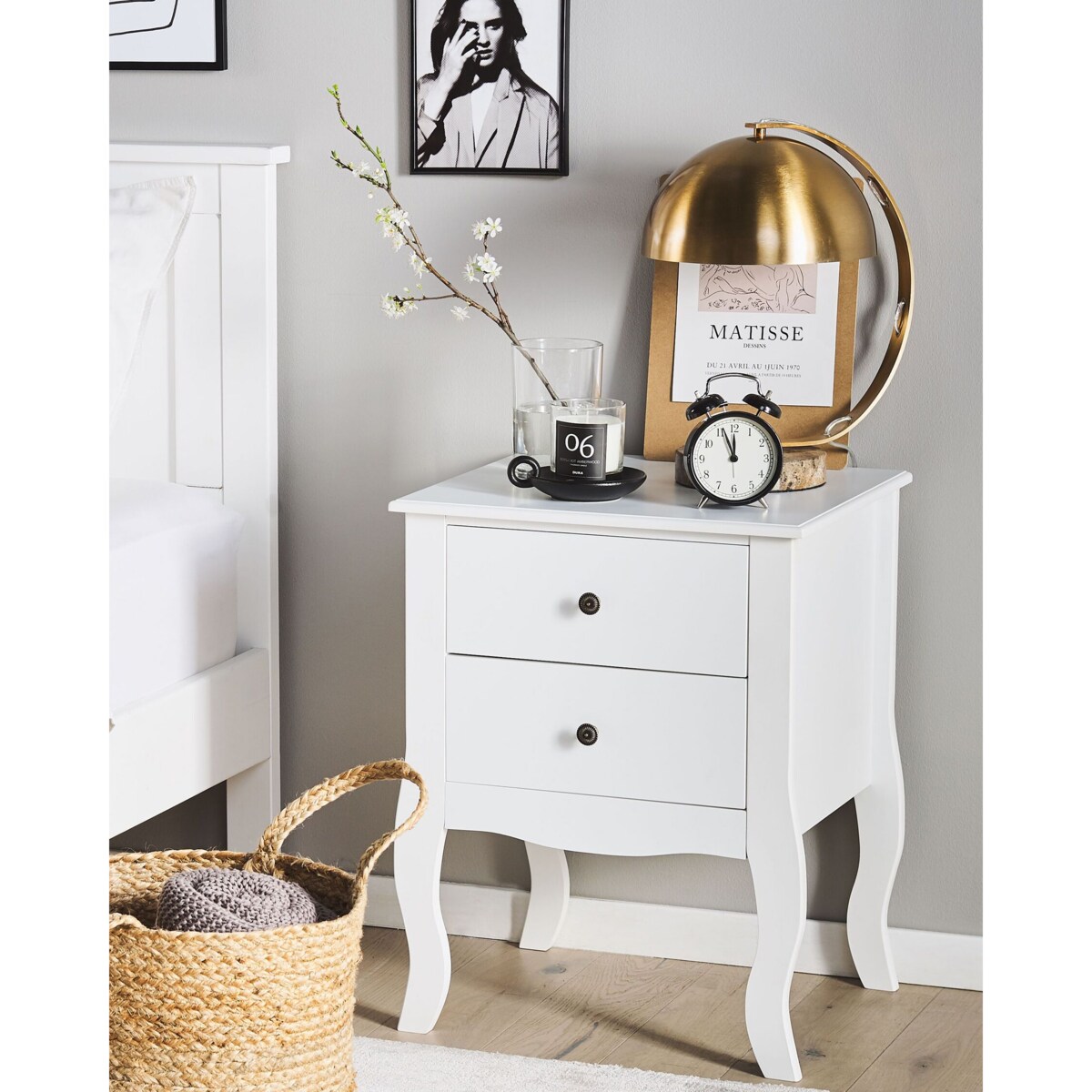 Szafka nocna 2 szuflady Biały LANE