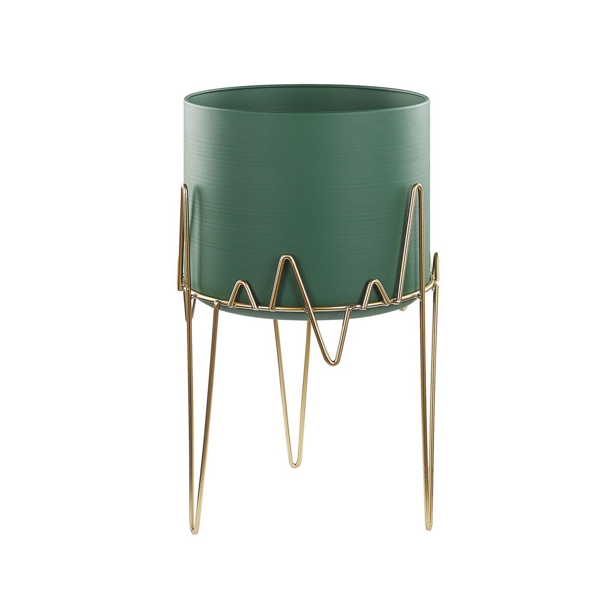 Doniczka na stojaku metalowa 28 x 28 x 50 cm zielono-złota KALANDRA