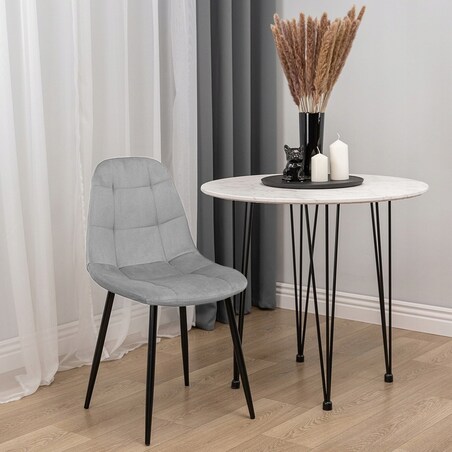 Krzesło tapicerowane welurowe szare nowoczesne loftowe