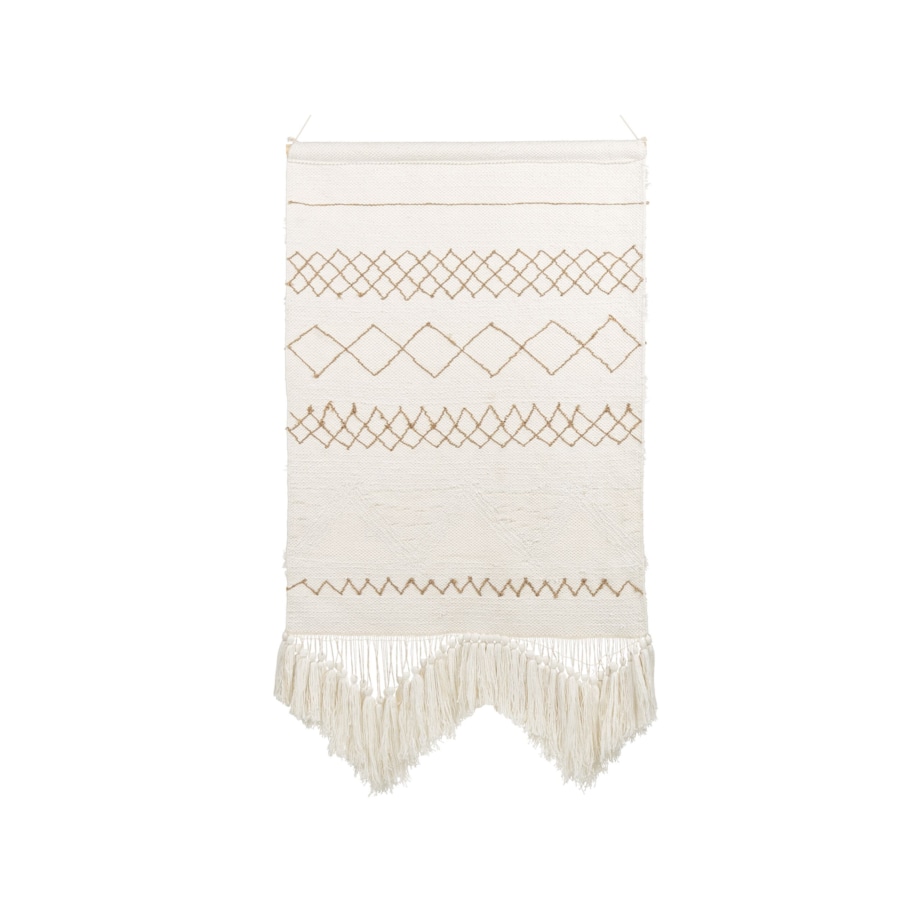 Dekoracja ścienna z frędzlami beżowa BAZDAN