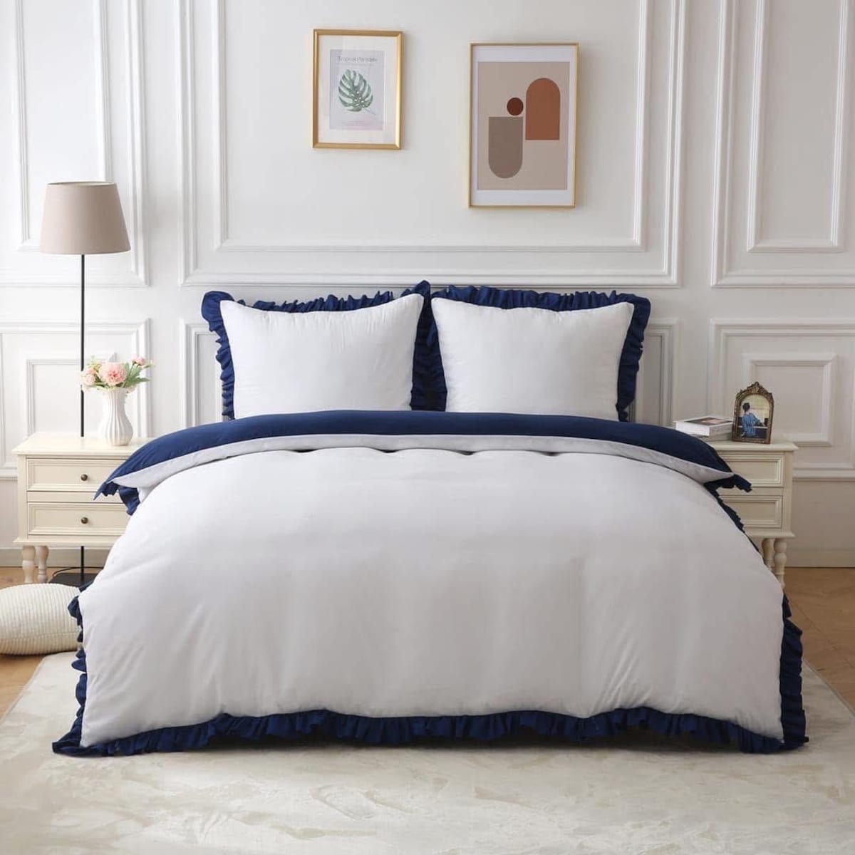 Pościel mikrofibra dwukolorowa z falbanką 200x220 cm