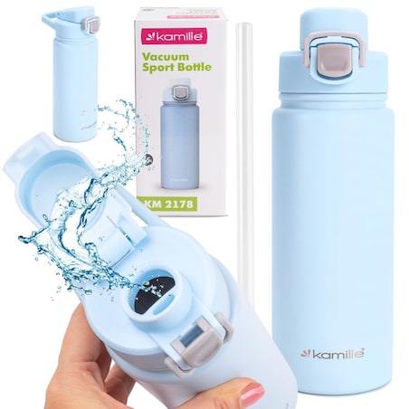 Kubek termiczny z blokadą i ustnikiem butelka 600ml niebieski mat KAMILLE