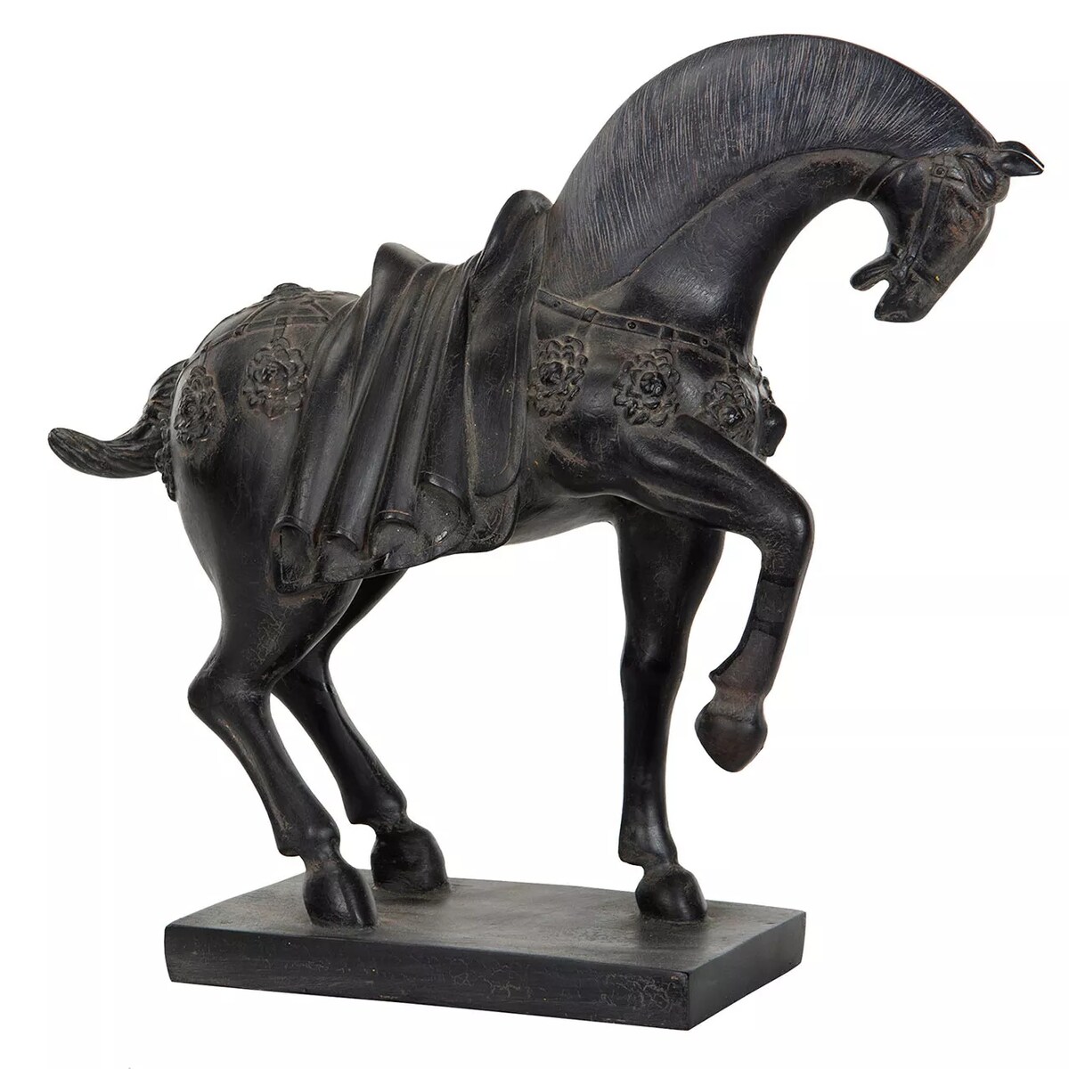 FIGURKA KONIA KOŃ CZARNY dekoracyjna do salonu sypialni imitacja 36cm
