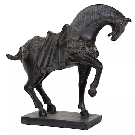 FIGURKA KONIA KOŃ CZARNY dekoracyjna do salonu sypialni imitacja 36cm