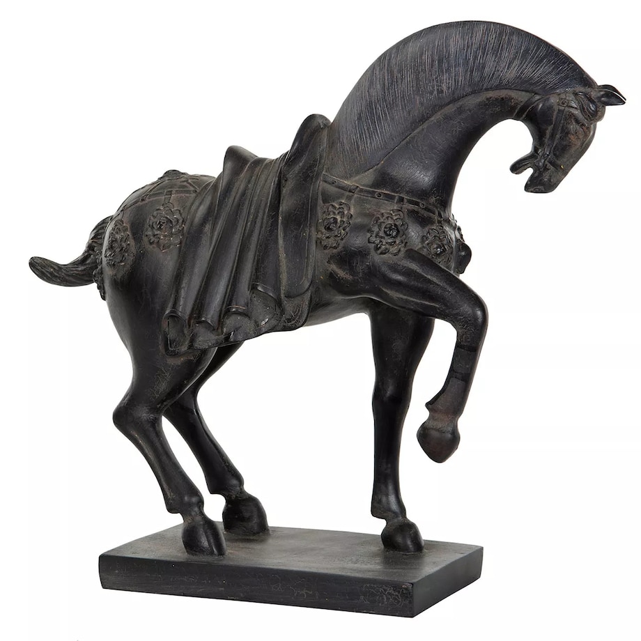 FIGURKA KONIA KOŃ CZARNY dekoracyjna do salonu sypialni imitacja 36cm