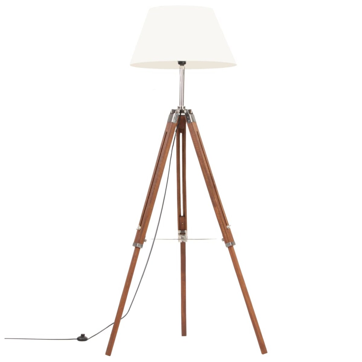 vidaXL Lampa podłogowa na trójnogu, brązowo-biała, tek, 141 cm