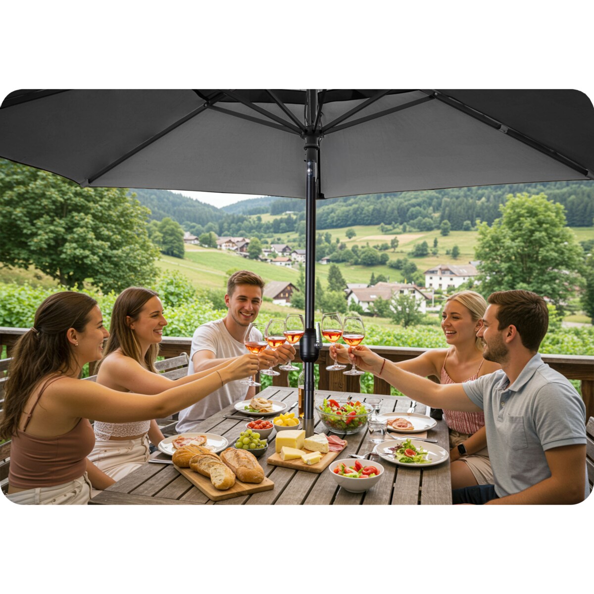 Duży parasol ogrodowy 300cm balkonowy składany + pokrowiec Plonos