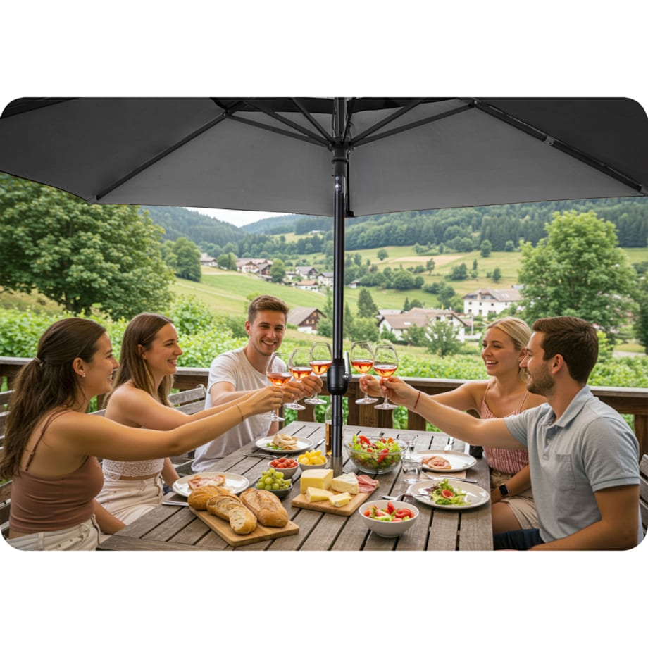 Duży parasol ogrodowy 300cm balkonowy składany + pokrowiec Plonos