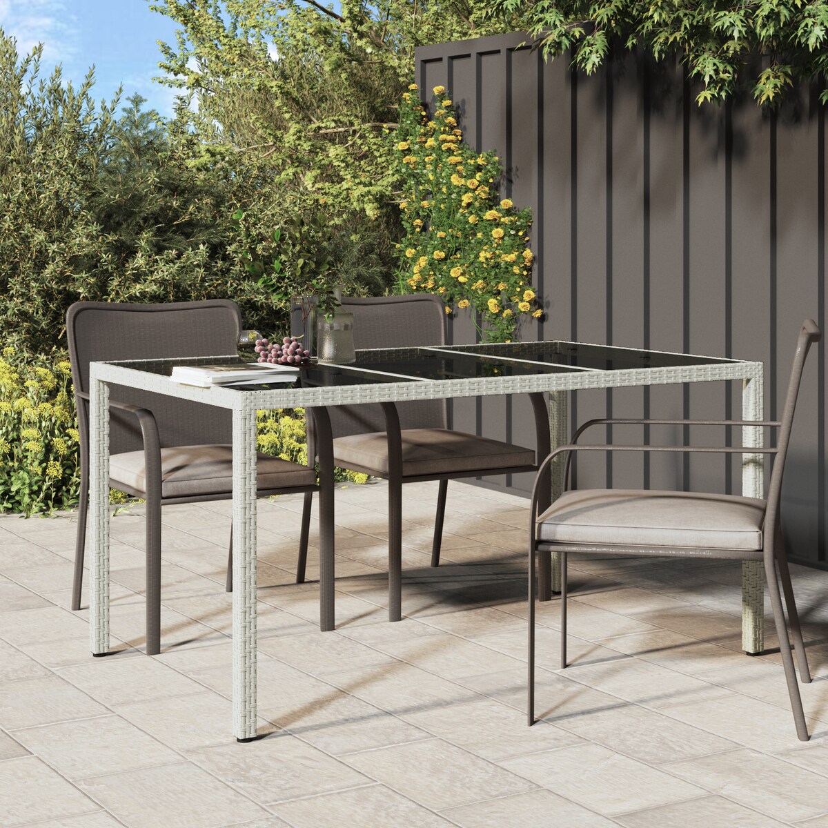 vidaXL Stół ogrodowy Biały 150x90x75 cm Polirattan