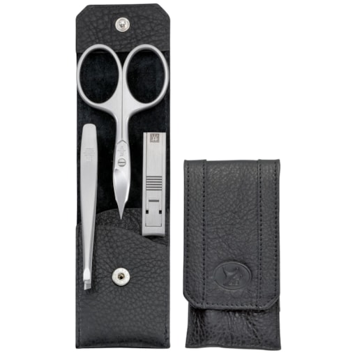 Zestaw podróżny Zwilling Twinox – czarne, skórzane etui, 3 elementy - Czarny