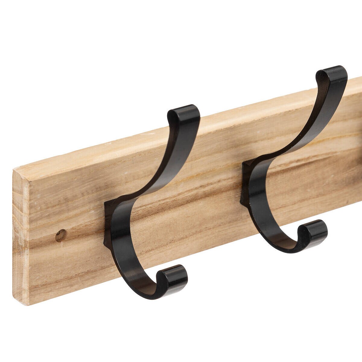 Ścienny wieszak do przedpokoju z drewna paulownia, 4 metalowe haczyki