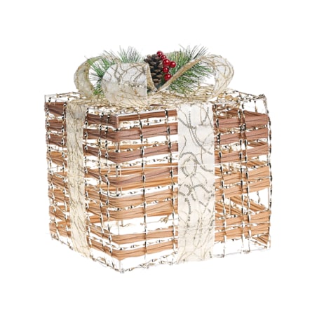Zestaw 3 dekoracji świątecznych LED TISSO Prezenty świąteczne 20/25/30 cm Brązowy