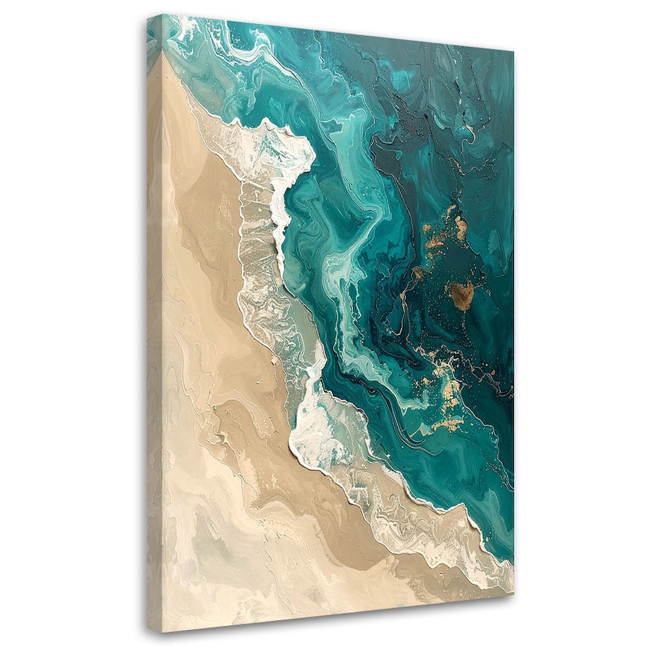 Obraz do salonu sypialni biura, Abstrakcyjne fale morze plaża turkus beż 40x60 cm