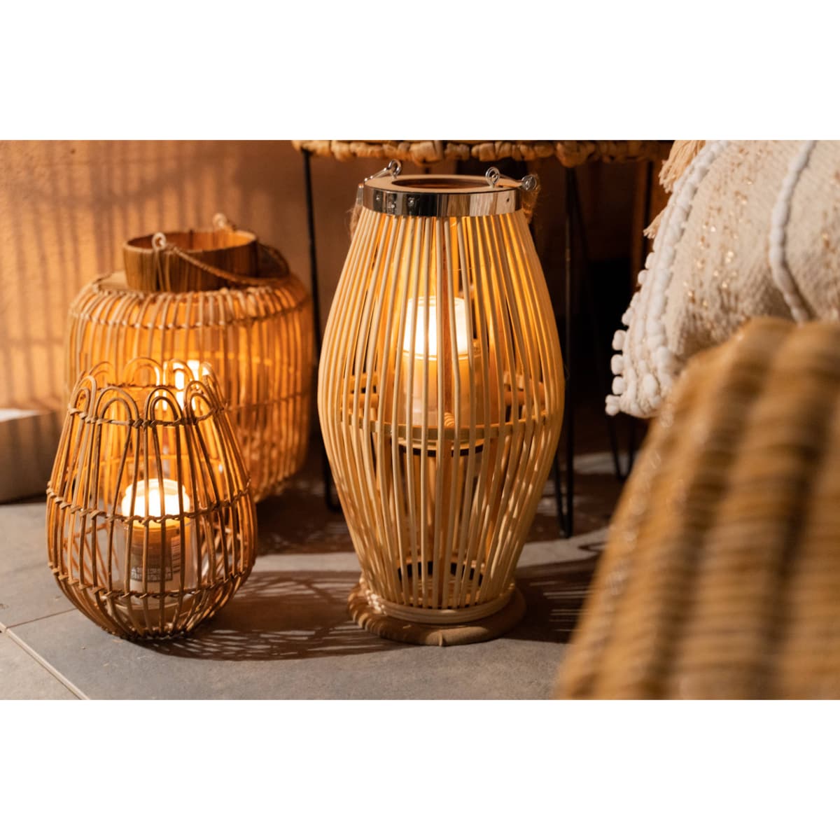 Lampion bambusowy ze sznurem, Ø 21 x 38 cm
