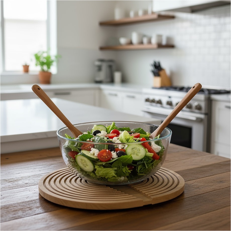 Deska Do Serwowania Drewniana Duża Okrągła Kuchenna Solidna 41X34 Cm Brązowa (Przecięta)