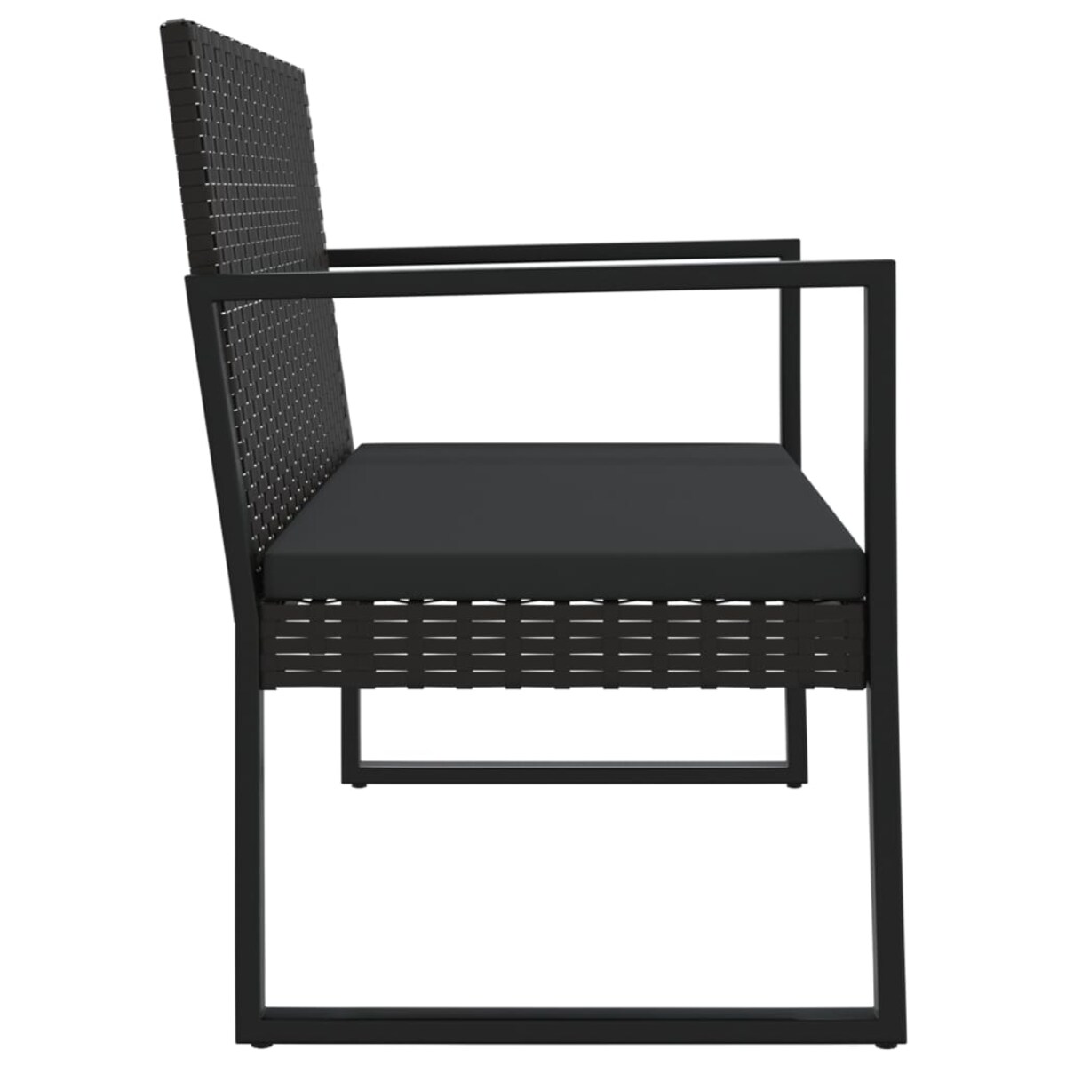 vidaXL Ławka ogrodowa z poduszkami, czarna, 106 cm, polirattan