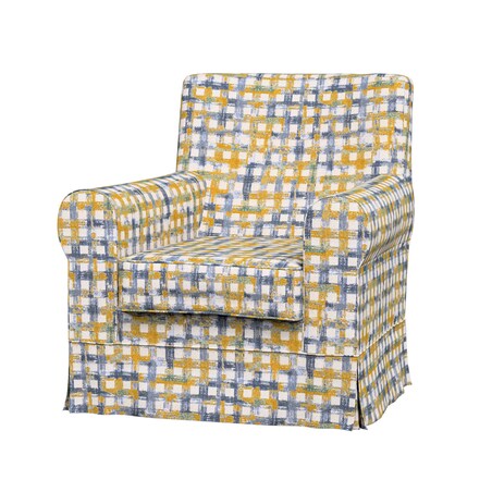 Pokrowiec na fotel Ektorp Jennylund, niebiesko-żółta krata na kremowym tle, 78 x 85 x 84 cm, Cosy Home