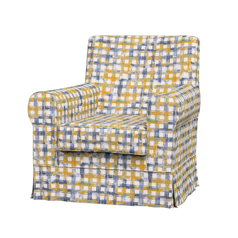 Pokrowiec na fotel Ektorp Jennylund, niebiesko-żółta krata na kremowym tle, 78 x 85 x 84 cm, Cosy Home