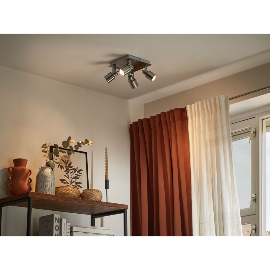 Lampa sufitowa 4-punktowa metalowa srebrna BONTE
