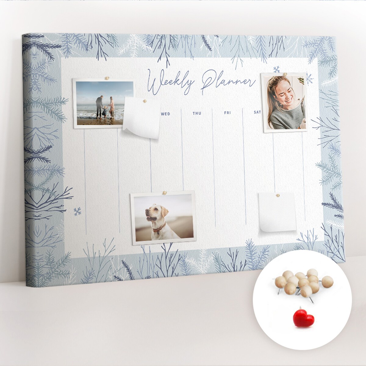 Tablica korkowa Planer tygodniowy 100x70cm - drewniane pinezki