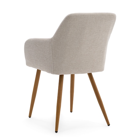 Krzesło tapicerowane skandynawskie beżowe SCANDI metalowe nogi w kolorze drewna