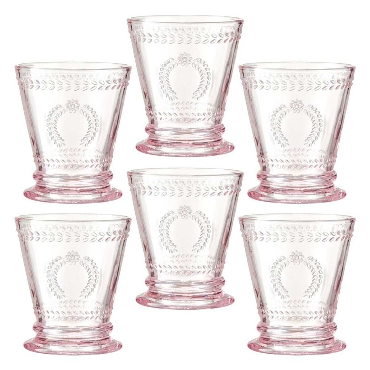 VILLA ITALIA Zestaw szklanek różowych 240 ml 6 sztuk MERIDA