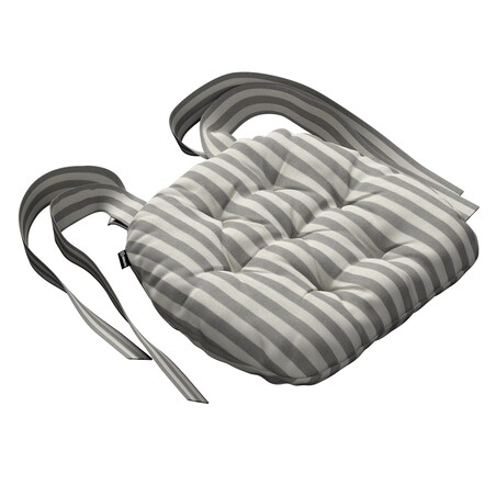 Poduszka na krzesło Marcin, szaro-białe pasy (1,5cm), 40 x 37 x 8 cm, Quadro