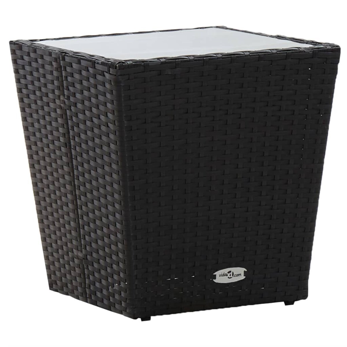 vidaXL Stolik herbaciany, czarny, 41,5x41,5x43 cm, rattan PE i szkło