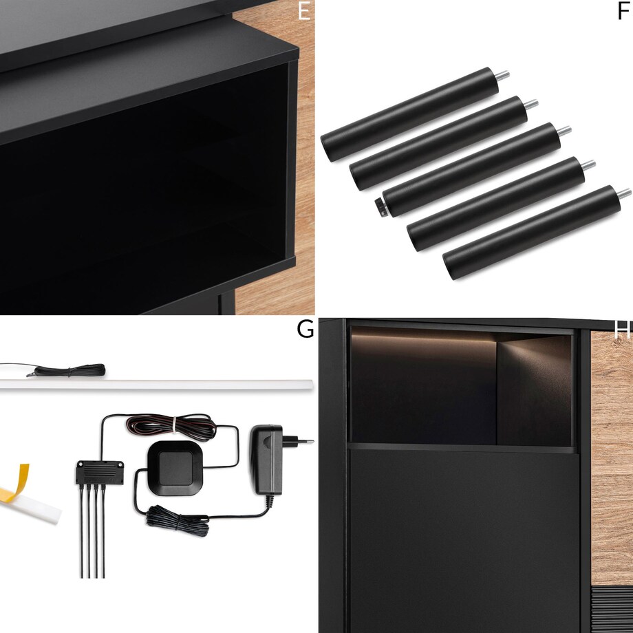 KONSIMO LOFTY Komoda w stylu loft na czarnych nogach