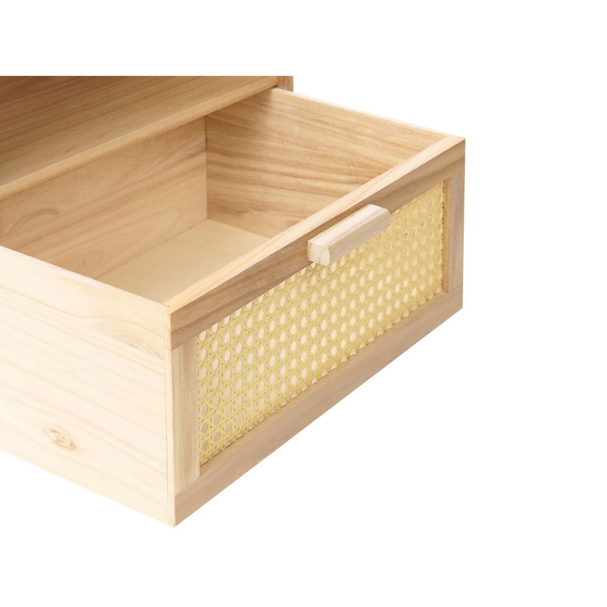Szafka nocna 1 szuflada front rattanowy jasne drewno SENEY