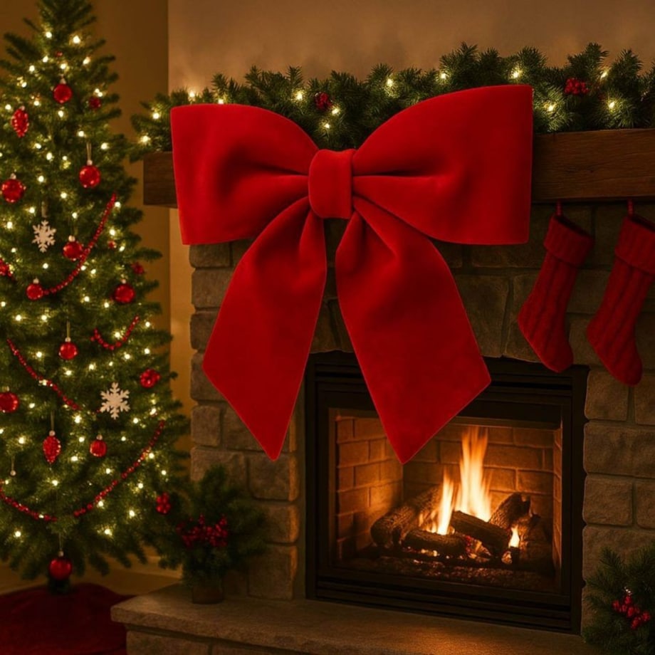 Duża kokarda aksamitna czerwona 70x67 cm