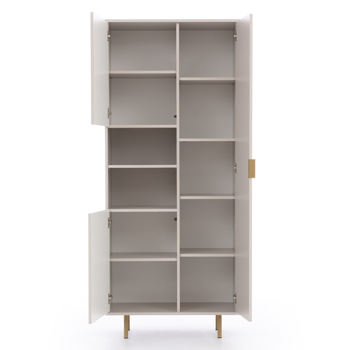 Witryna dwudrzwiowa, ryflowana, beżowa/złote nóżki Molly