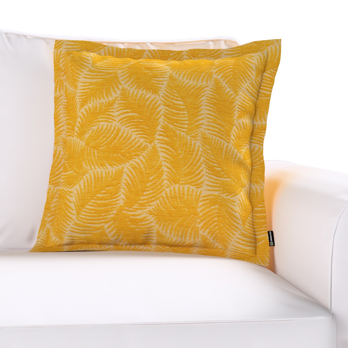 Poszewka Mona na poduszkę 45x45 miodowe liście paproci na beżowym tle