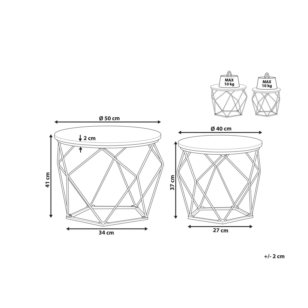 Zestaw 2 stolików kawowych BRUNI Brązowy/ czarny
