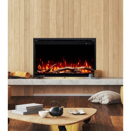 Wkład elektryczny AFLAMO 3D - do zabudowy - 60x60x20 cm - kominek LED z funkcją grzania 750/1500 W