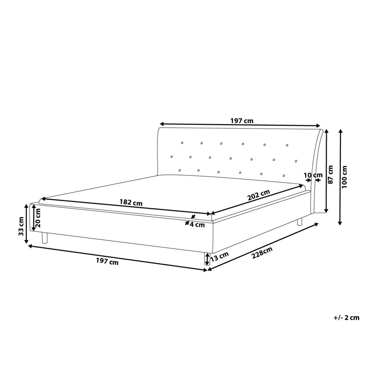 Łóżko tapicerowane 180 x 200 cm ciemnoszare SAVERNE