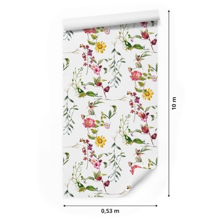 Tapeta w rolce do jadalni kwiaty polne natura rośliny