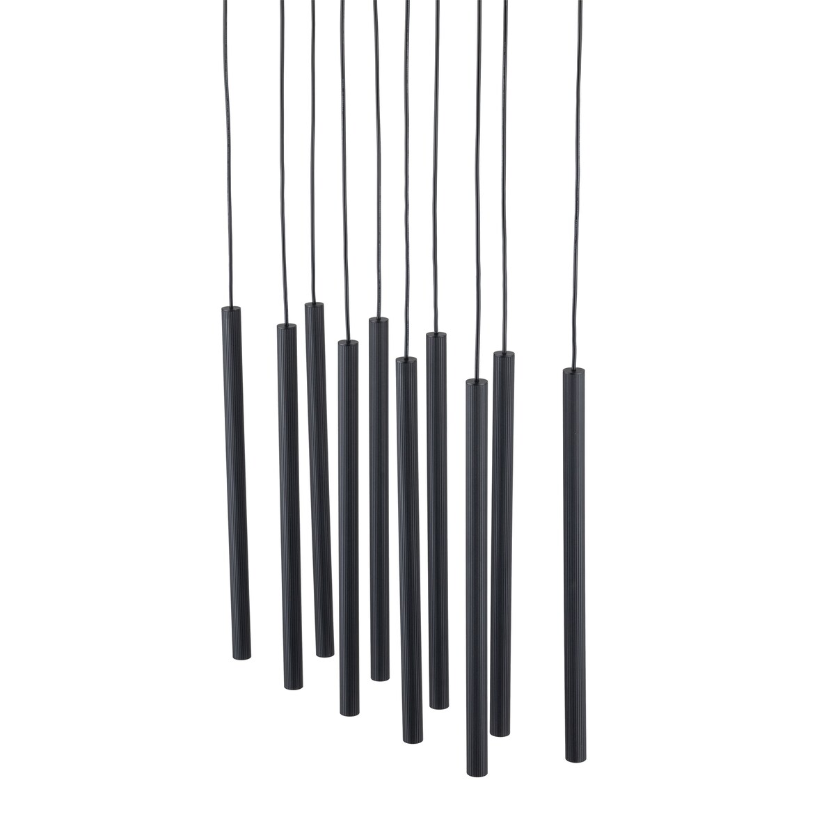 Lampa Wisząca Tk Lighting Ferro Na Listwie Czarna Ryflowana Metalowa Tuba Sopel Rurka 10X G9
