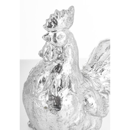 Dekoracja - kogut 19x10x16 cm srebrny POLLAME-2