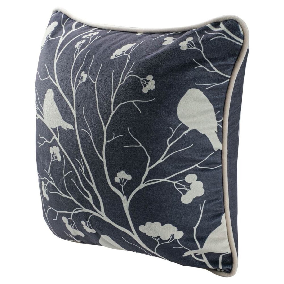 Poszewka dekoracyjna świąteczna 43x43 granatowa, biały ptak