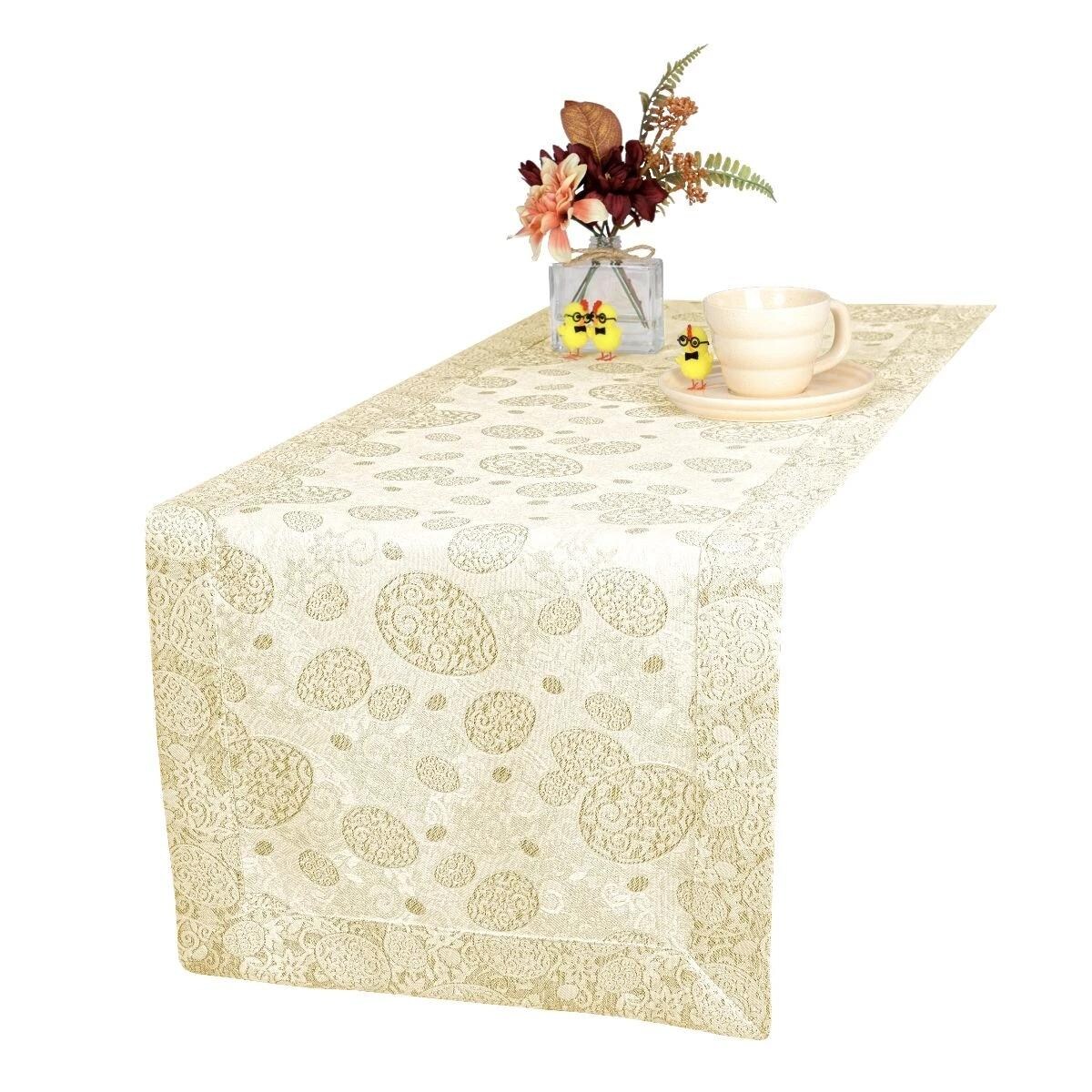 Bieżnik wielkanocny Złote Pisanki - 40x220 cm - złoty