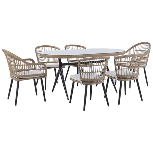 Zestaw ogrodowy dla 6 osób ALIANO II z poduszkami Technorattan Beżowy