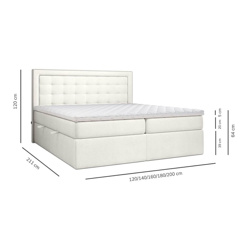 Łóżko kontynentalne EVERLIE 160x200 z pojemnikiem, Ciemny Niebieski, tkanina Megan 361